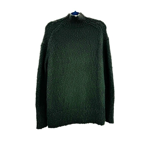 Vince Wool Blend Pullover Sweater Long Sleeve Mock Neck Hunter Green M NWOT - Picture 3 of 13